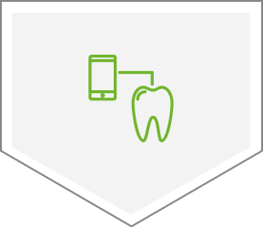 Icon of a tooth and a phone connected with wire